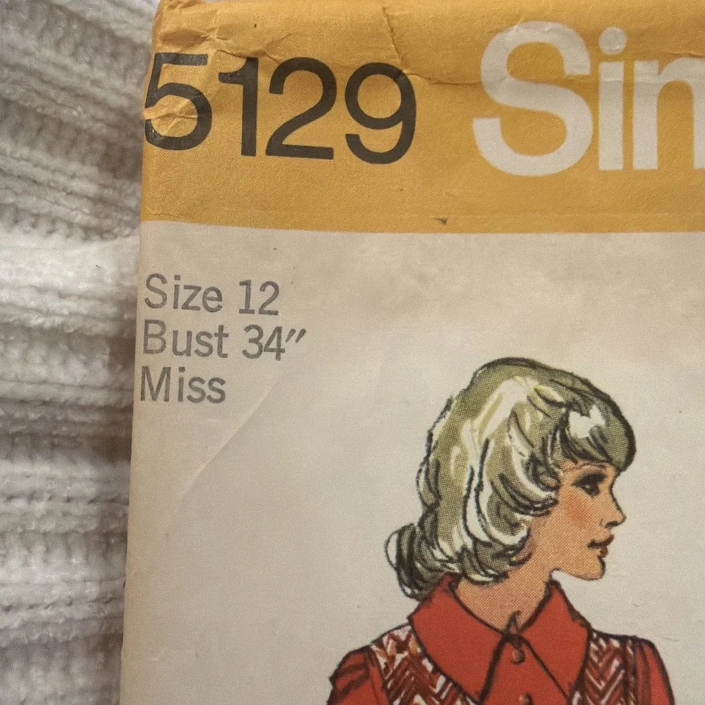 Simplicity 5129 Misses' Dress & Top ©1972 size 12 Bust 34